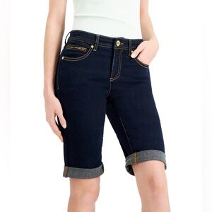 INC International Concepts Mid Rise Cuffed Bermuda Shorts Dark Indigo Size 16